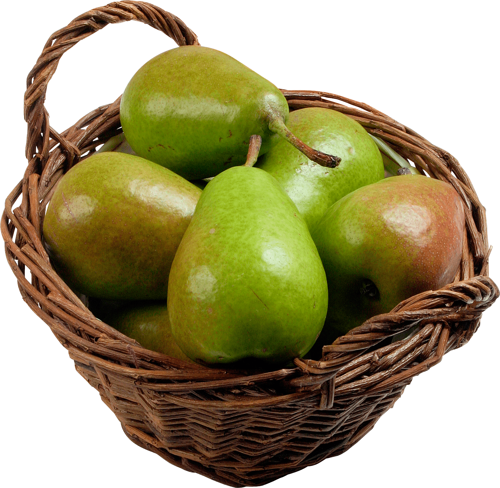 Green Pears In Basket Transparent PNG Image