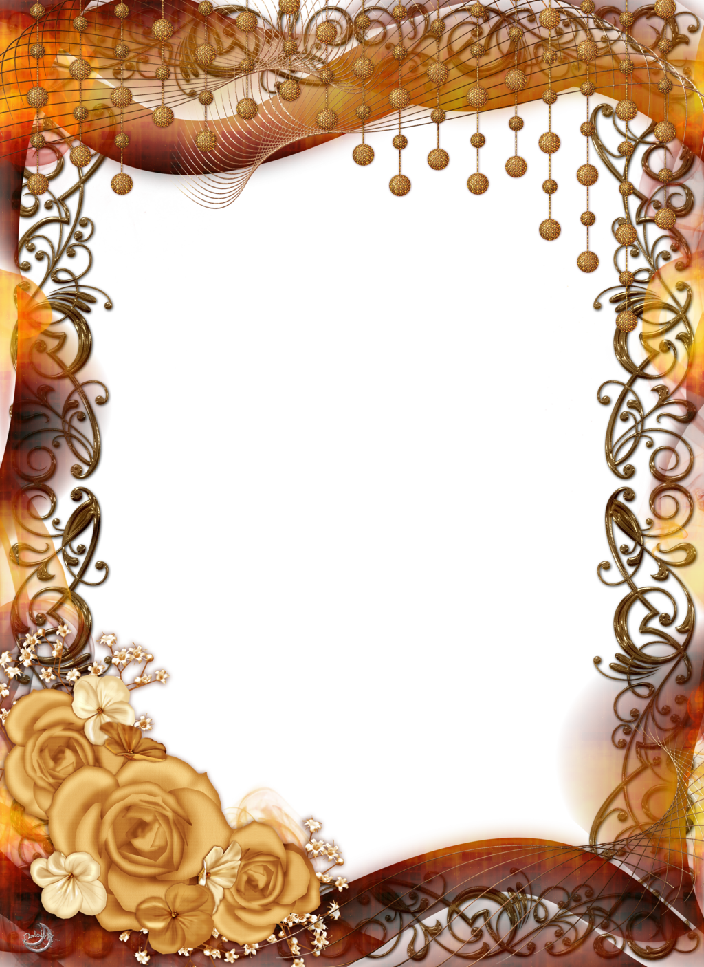 Gold Frame Wallpaper Flower Transparent PNG Image
