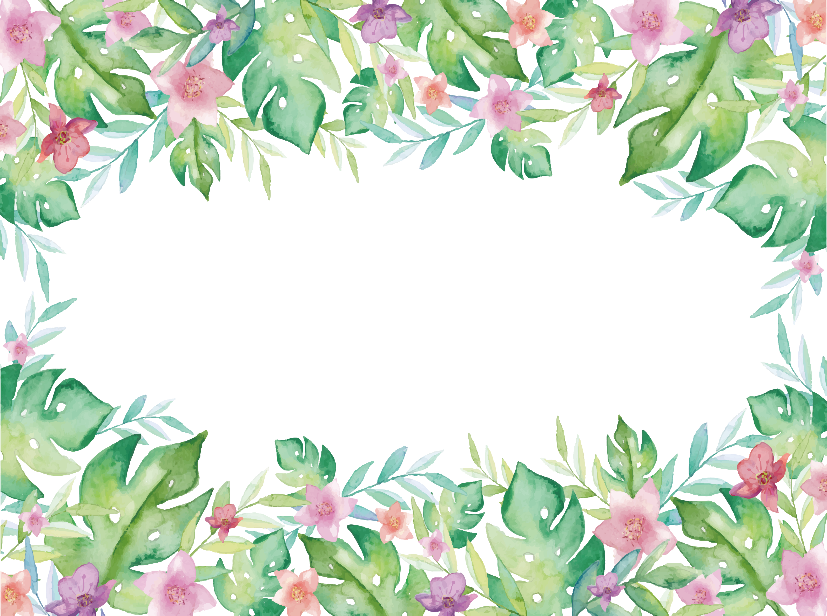 Watercolor Euclidean Plant Vector Border Transparent PNG Image