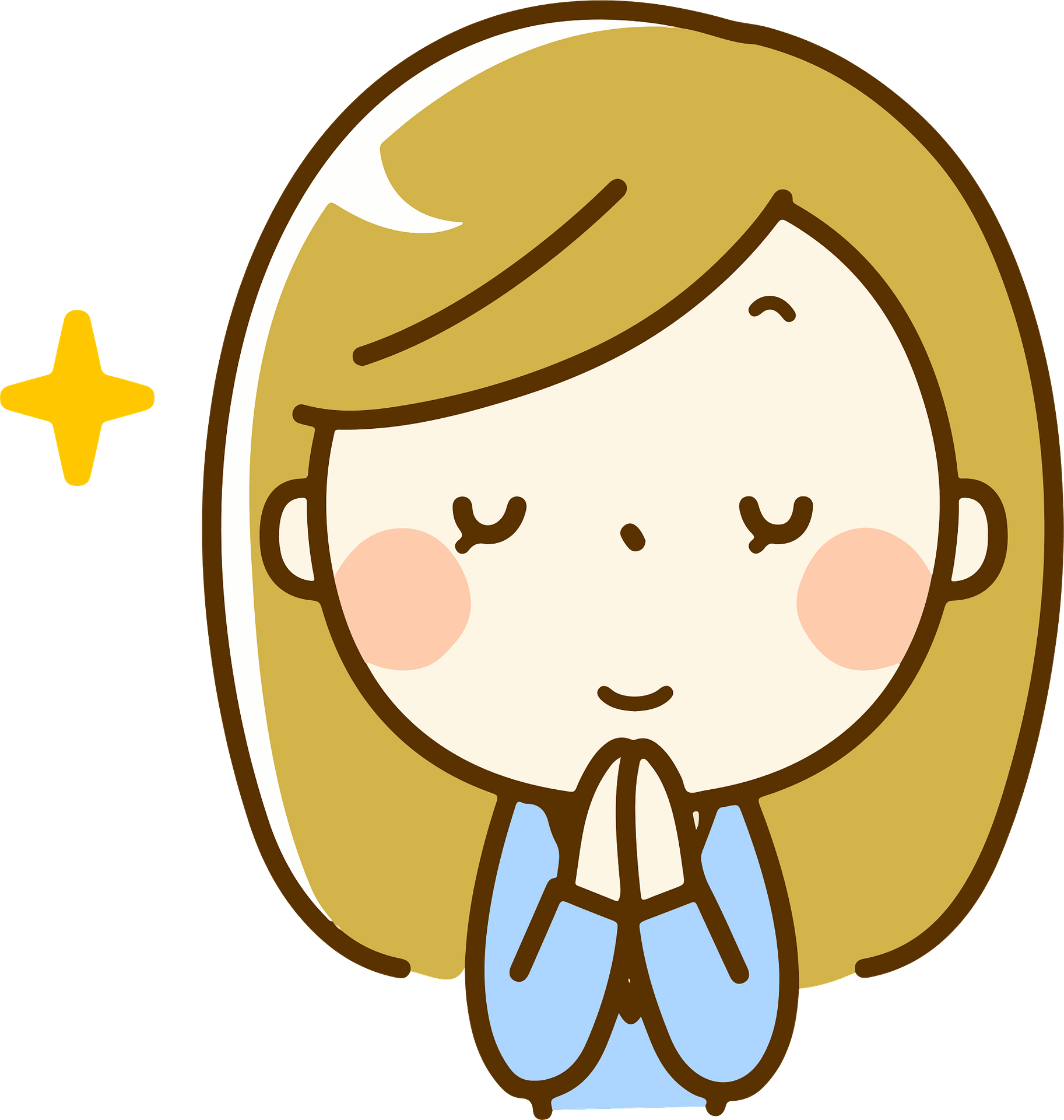 Girl Praying Happy Transparent PNG Image