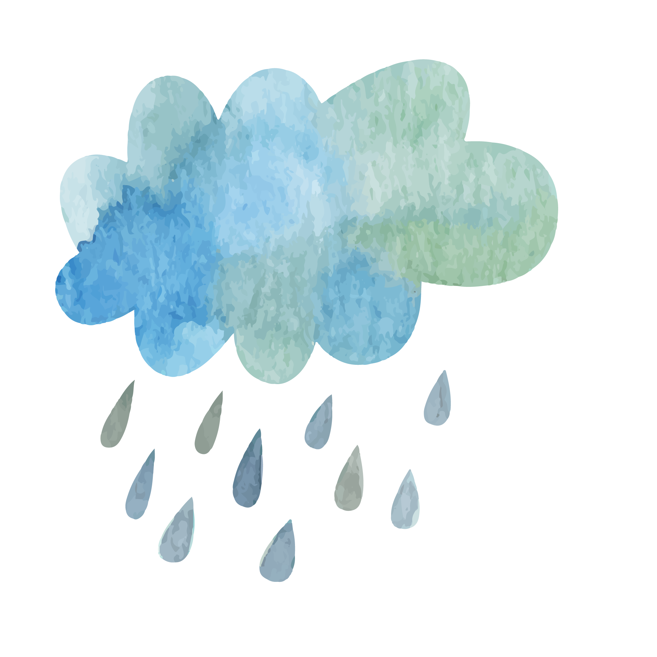 Blue Petal Cartoon Rain Thunderstorm Transparent PNG Image