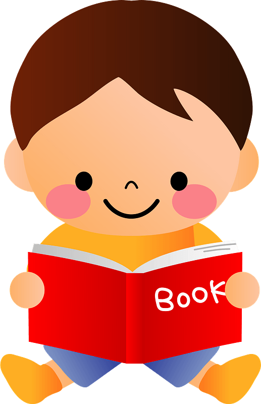 Boy Reading Book Transparent PNG Image