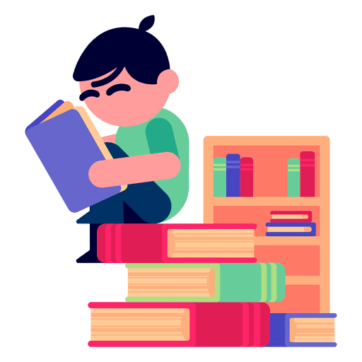 Boy Reading Book Transparent PNG Image