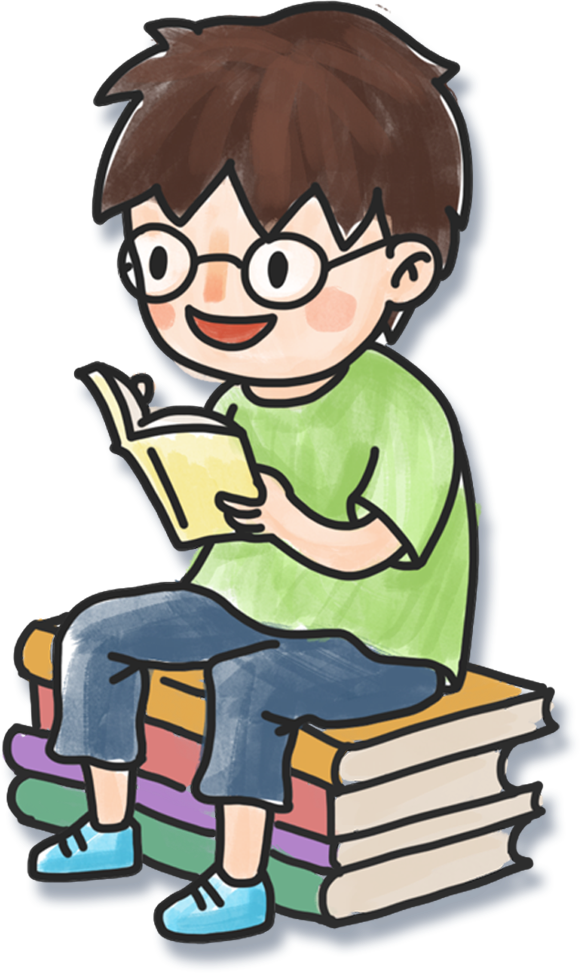 Boy Little Reading Book Transparent PNG Image