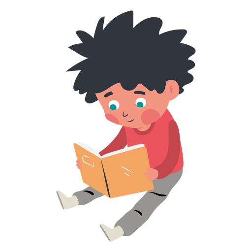 Boy Reading Book Sitting Transparent PNG Image