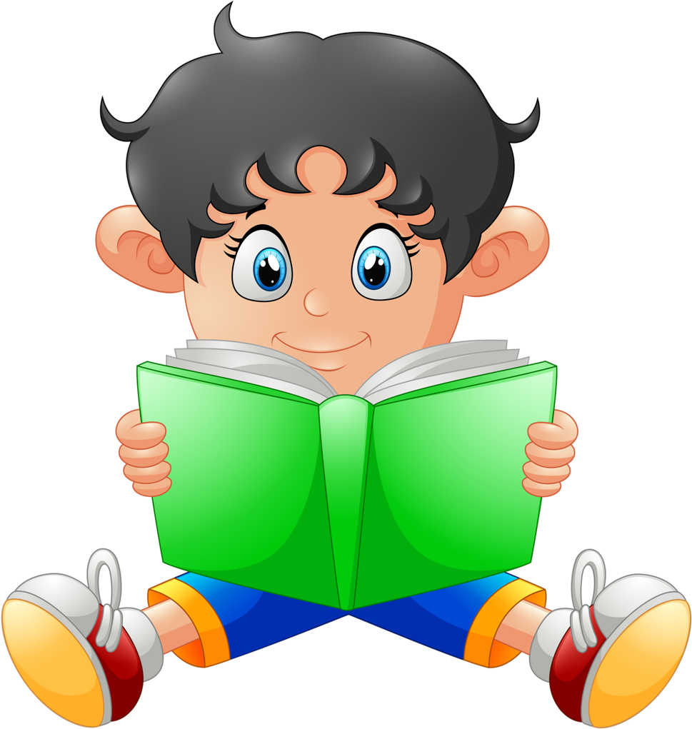 Boy Reading Book Sitting Transparent PNG Image