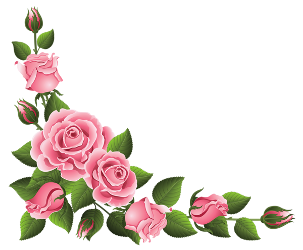 Blue Rose Flower Border Corner Transparent PNG Image