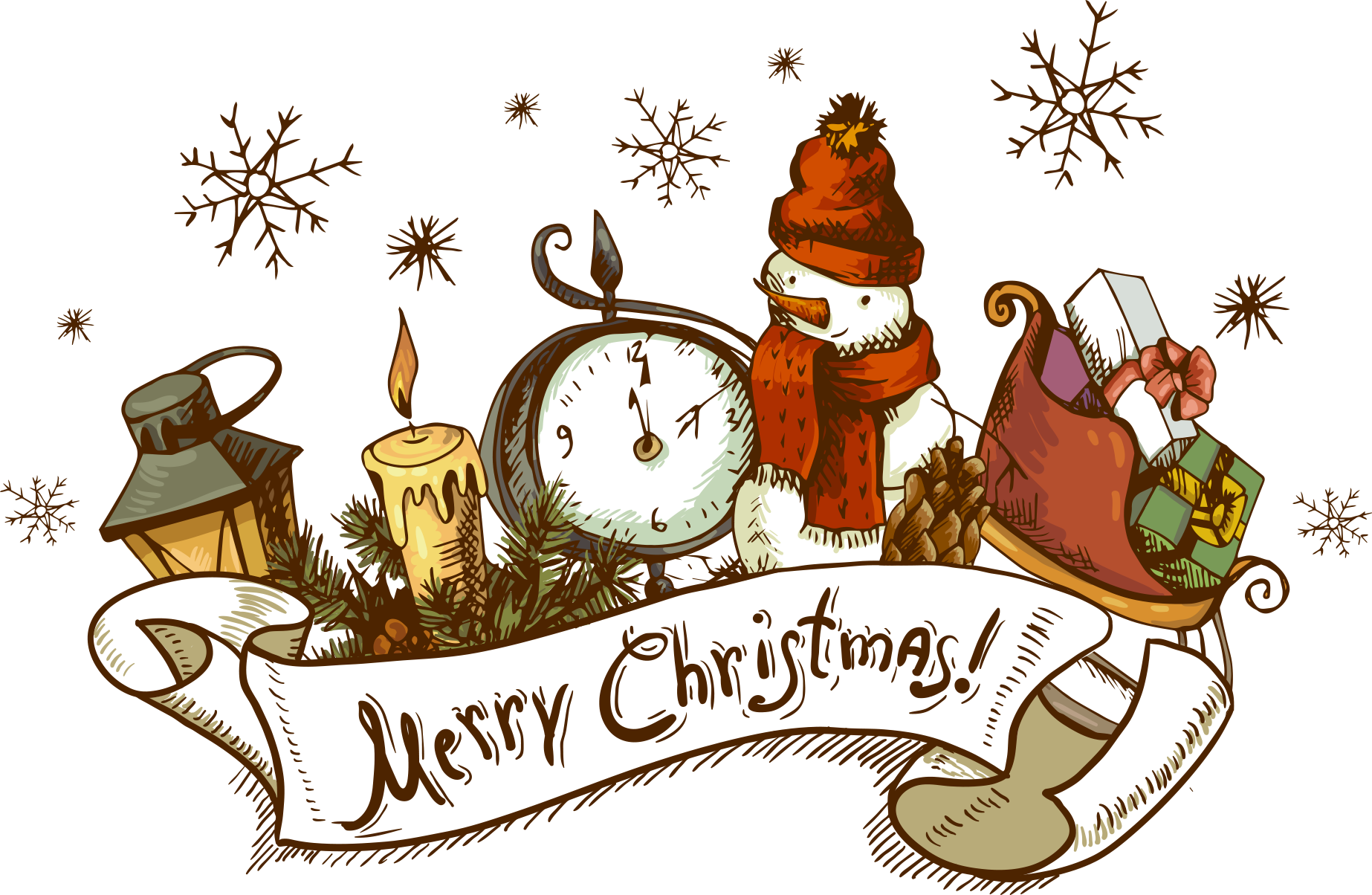 And Snowman Christmas Ribbon Transparent PNG Image