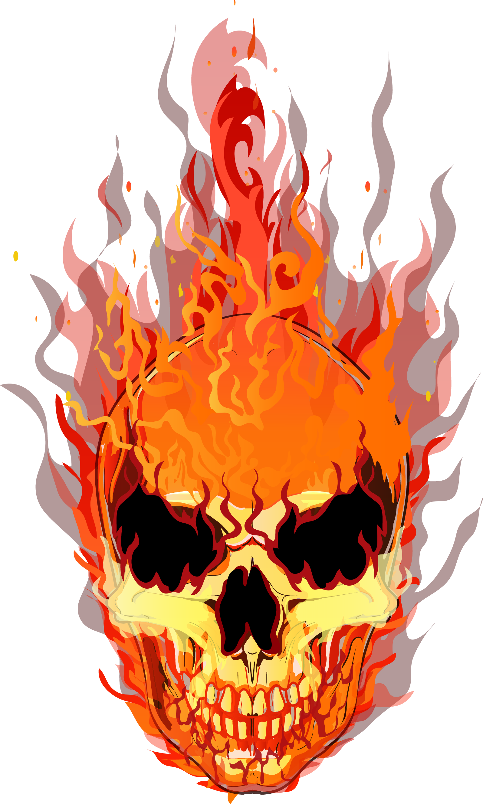 T-Shirt Fire Vector Flame Skull Transparent PNG Image