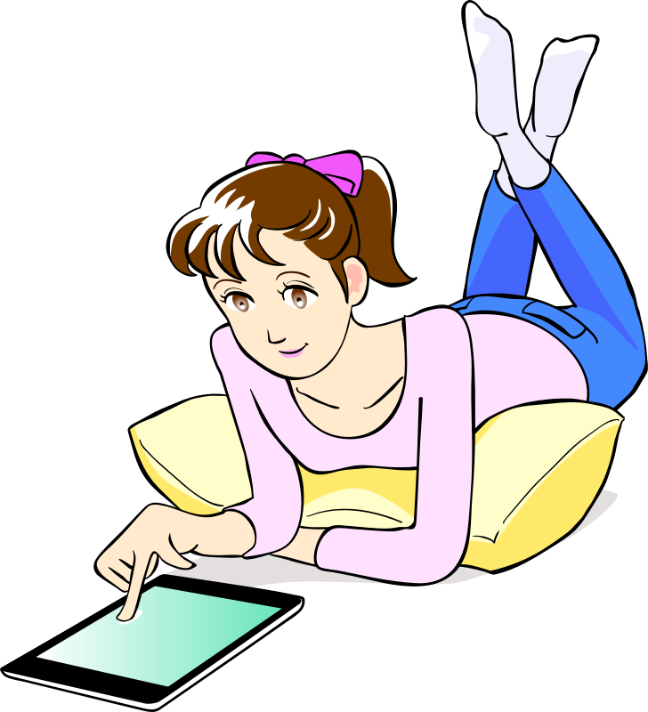 Girl Tablet Transparent PNG Image