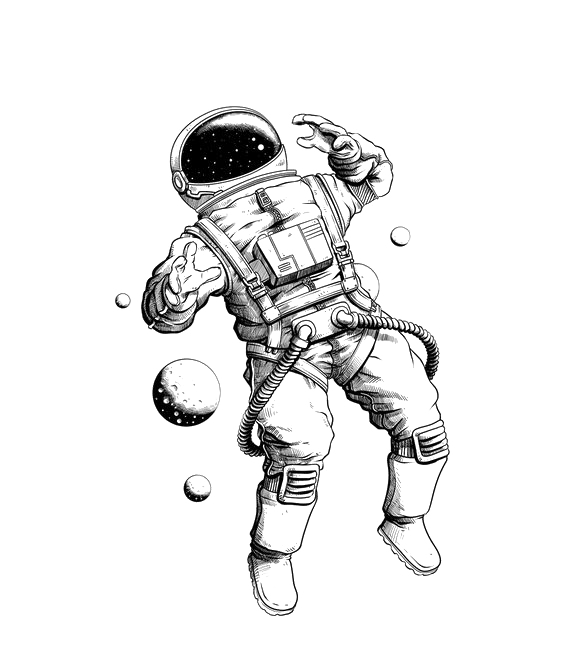 Tattoo Pencil Illustration Astronaut Drawing Hand-Painted Transparent PNG Image