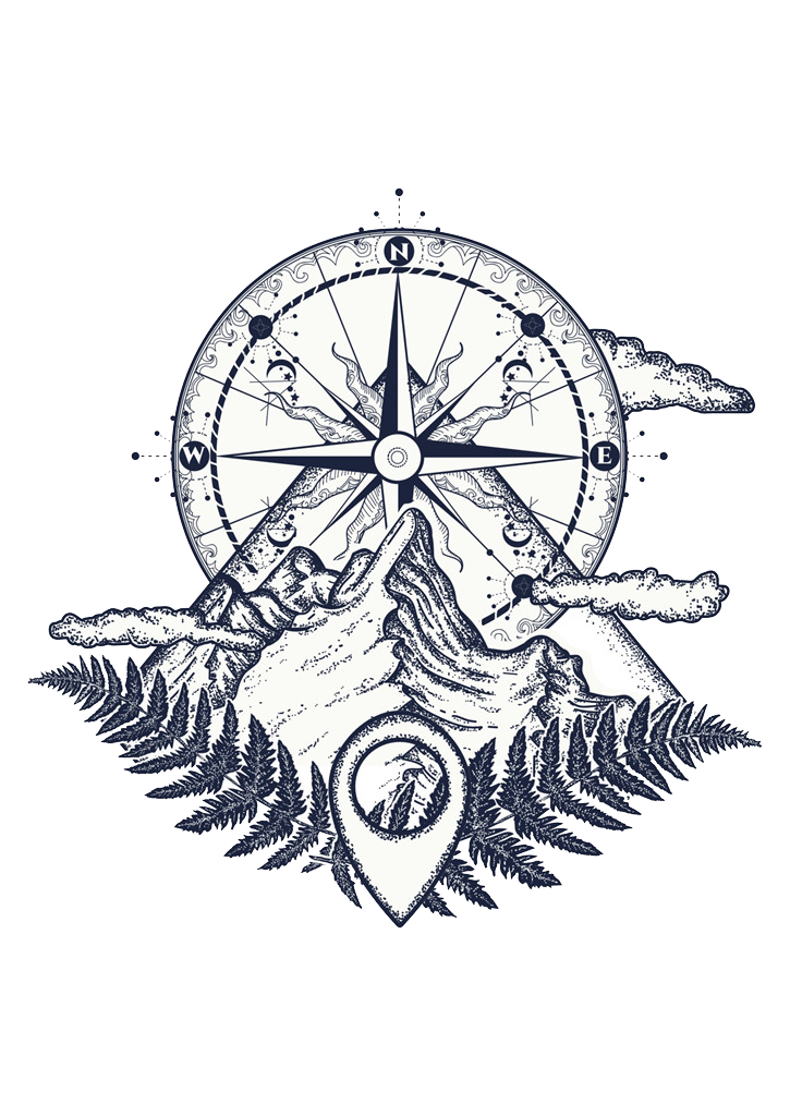 Tattoo Mountain Compass Sketch Artist File Transparent PNG Image