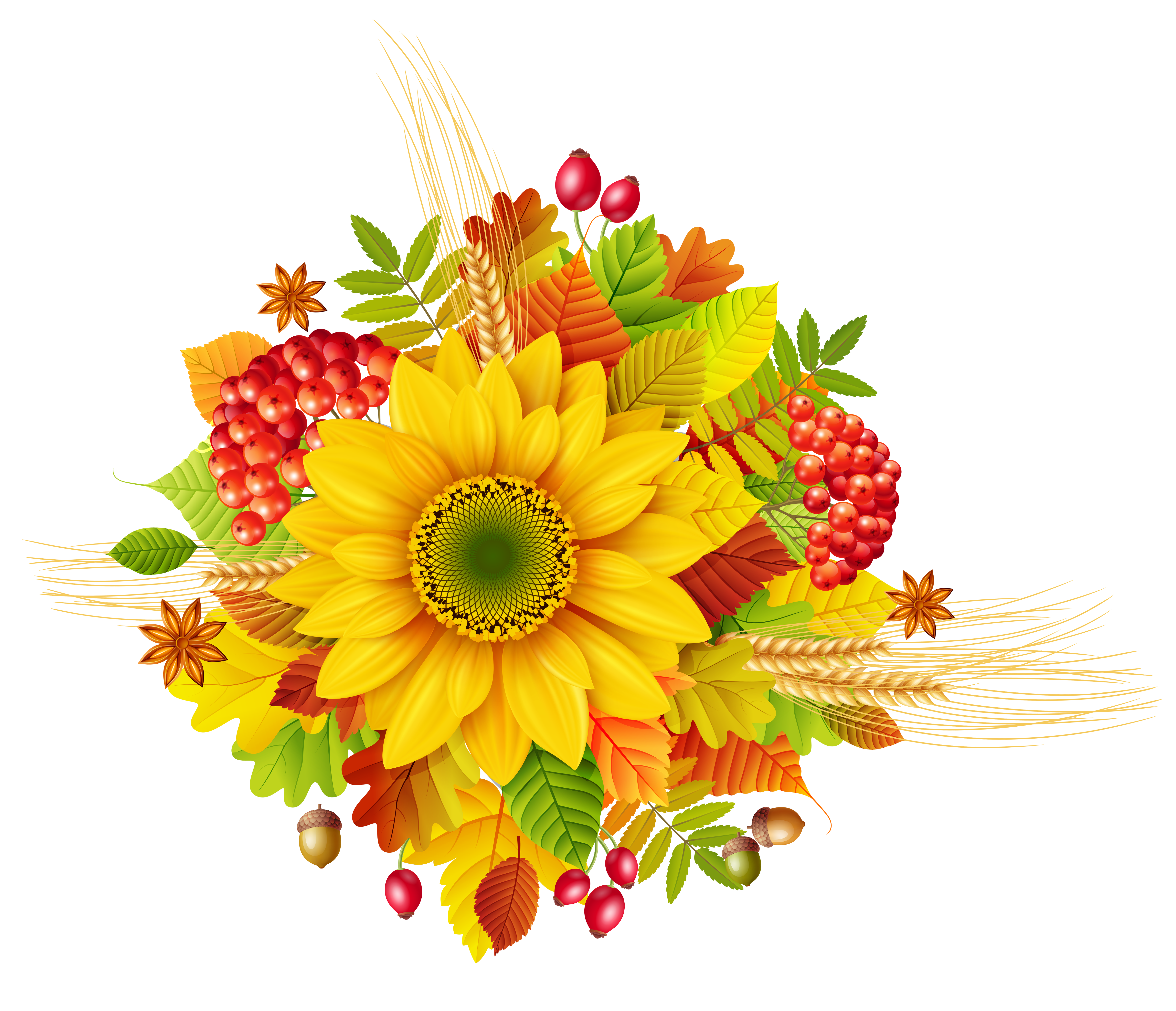 Autumn Decor Flower Transparent PNG Image