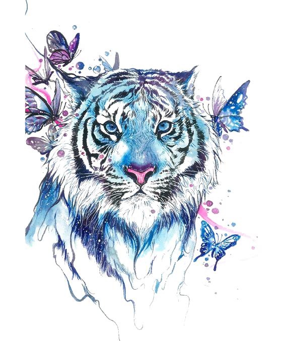 Tiger Butterfly Abziehtattoo Flash Drawing Transparent PNG Image