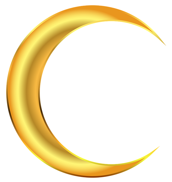 Golden Crescent Moon Transparent PNG Image