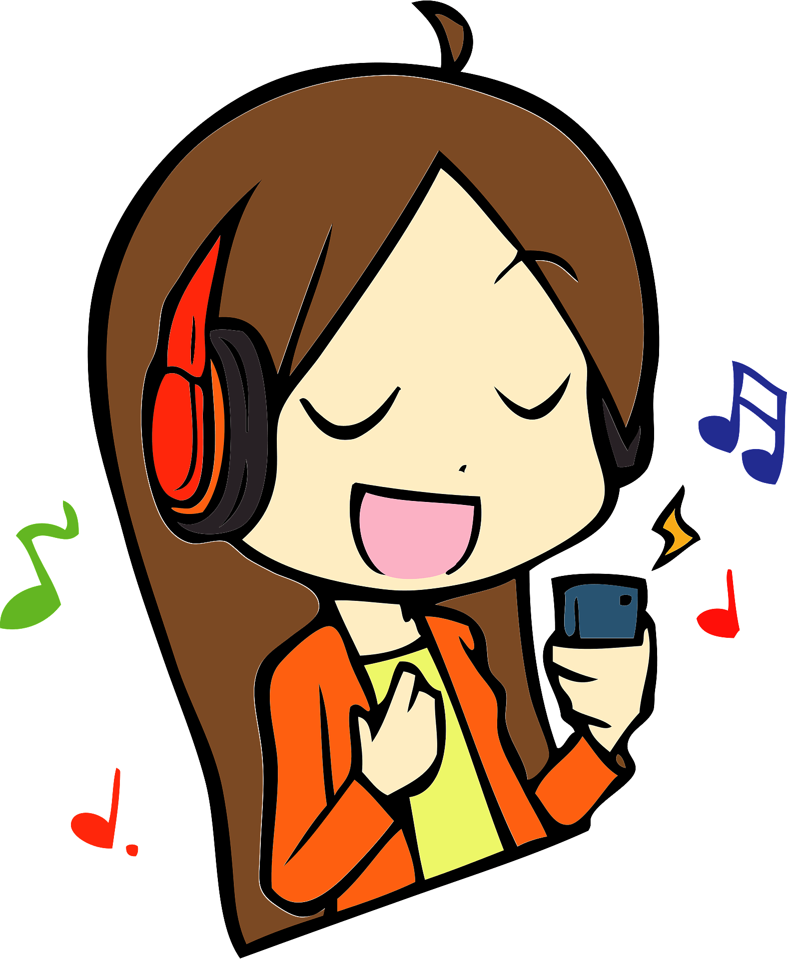 Girl Vector Music Listening Transparent PNG Image