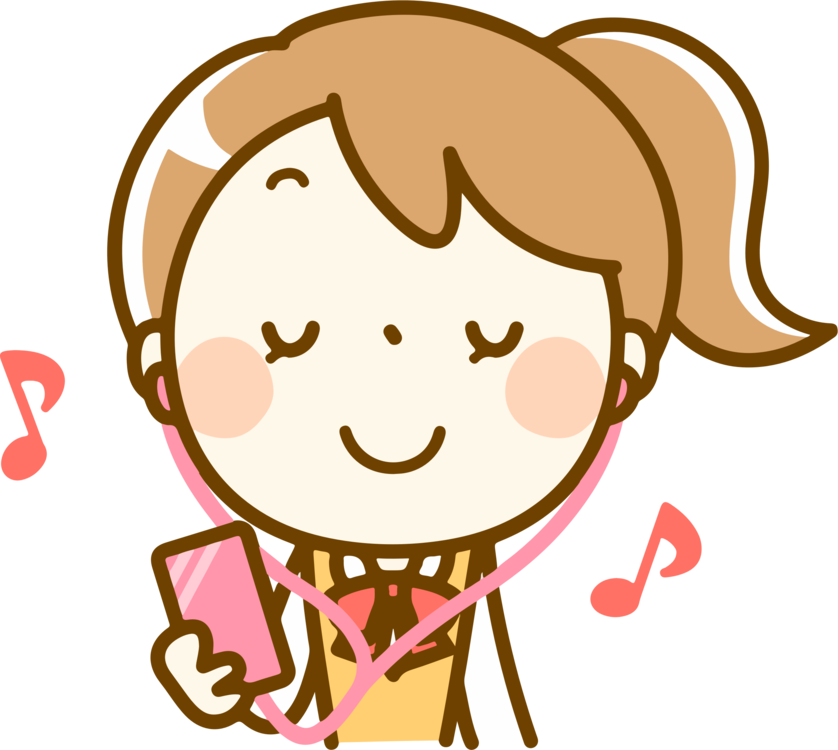Girl Vector Music Listening Transparent PNG Image