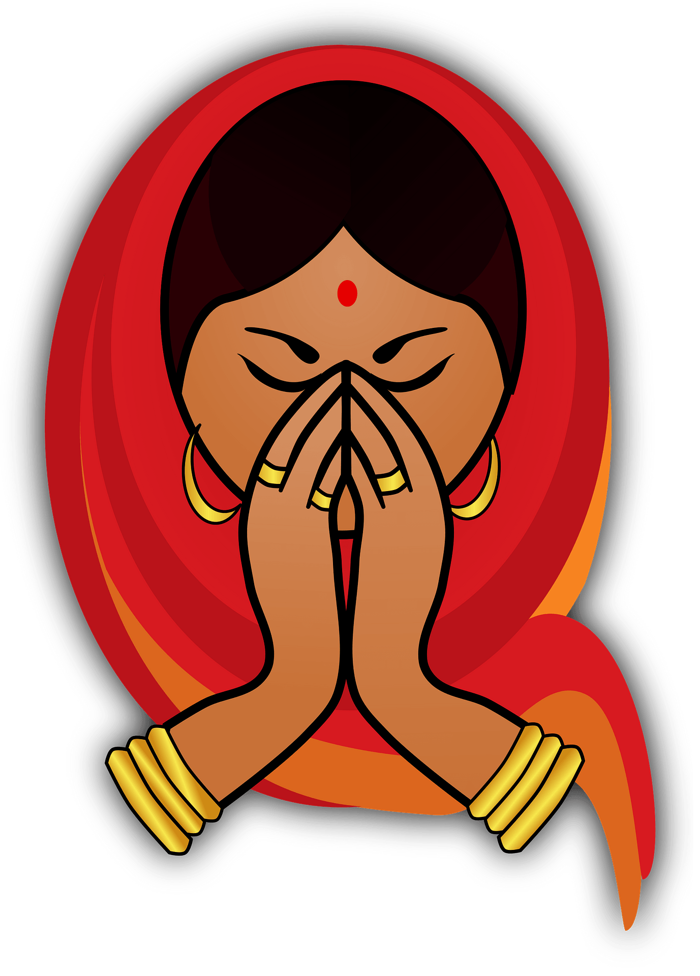 Praying Girl Vector Transparent PNG Image