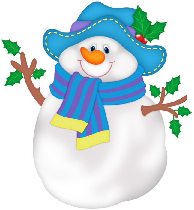 Snowman Blue With Hat Frame Transparent PNG Image